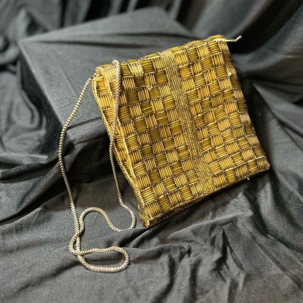 Vintage Walborg Gold Beaded Evening Bag Hong Kong Chain Purse